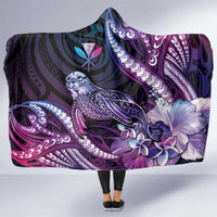 Hawaiian Monk Seal Hooded Blanket Kakau Tribal Pattern Violet Gradient LT05 One Size Violet - Polynesian Pride