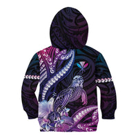 Hawaiian Monk Seal Kid Hoodie Kakau Tribal Pattern Violet Gradient