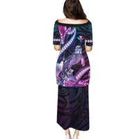 Hawaiian Monk Seal Puletasi Kakau Tribal Pattern Violet Gradient LT05 - Polynesian Pride