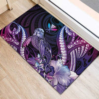 Hawaiian Monk Seal Rubber Doormat Kakau Tribal Pattern Violet Gradient LT05 - Polynesian Pride