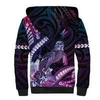 Hawaiian Monk Seal Sherpa Hoodie Kakau Tribal Pattern Violet Gradient LT05 - Polynesian Pride