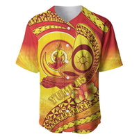 Vanuatu 46 Yia Indipendens Anivesari Baseball Jersey Tamtam Drum With Boar Tusk LT05 Yellow - Polynesian Pride