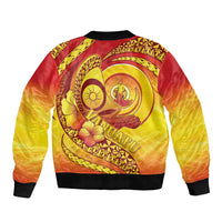 Vanuatu 46 Yia Indipendens Anivesari Bomber Jacket Tamtam Drum With Boar Tusk LT05 - Polynesian Pride