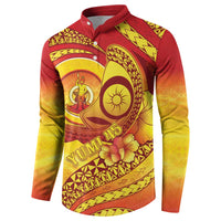 Vanuatu 45 Yia Indipendens Anivesari Button Sweatshirt Tamtam Drum With Boar Tusk LT05 - Polynesian Pride