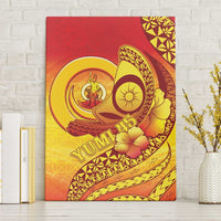 Vanuatu 45 Yia Indipendens Anivesari Canvas Wall Art Tamtam Drum With Boar Tusk LT05 Without Frame Yellow - Polynesian Pride