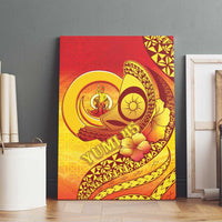 Vanuatu 45 Yia Indipendens Anivesari Canvas Wall Art Tamtam Drum With Boar Tusk LT05 - Polynesian Pride