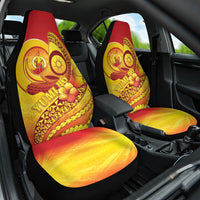 Vanuatu 46 Yia Indipendens Anivesari Car Seat Cover Tamtam Drum With Boar Tusk LT05 One Size Yellow - Polynesian Pride