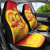 Vanuatu 46 Yia Indipendens Anivesari Car Seat Cover Tamtam Drum With Boar Tusk LT05 - Polynesian Pride