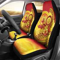 Vanuatu 45 Yia Indipendens Anivesari Car Seat Cover Tamtam Drum With Boar Tusk - Polynesian Pride
