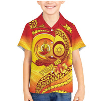 Vanuatu 46 Yia Indipendens Anivesari Family Matching Mermaid Dress and Hawaiian Shirt Tamtam Drum With Boar Tusk LT05 Son's Shirt Yellow - Polynesian Pride
