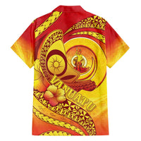 Vanuatu 45 Yia Indipendens Anivesari Family Matching Off Shoulder Maxi Dress and Hawaiian Shirt Tamtam Drum With Boar Tusk - Polynesian Pride