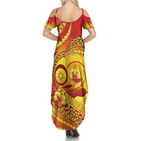 Vanuatu 45 Yia Indipendens Anivesari Family Matching Summer Maxi Dress and Hawaiian Shirt Tamtam Drum With Boar Tusk - Polynesian Pride