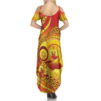 Vanuatu 46 Yia Indipendens Anivesari Family Matching Summer Maxi Dress and Hawaiian Shirt Tamtam Drum With Boar Tusk LT05 - Polynesian Pride