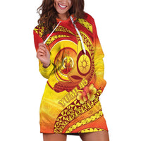 Vanuatu 45 Yia Indipendens Anivesari Hoodie Dress Tamtam Drum With Boar Tusk - Polynesian Pride