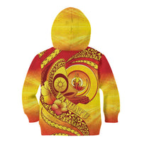 Vanuatu 45 Yia Indipendens Anivesari Kid Hoodie Tamtam Drum With Boar Tusk - Polynesian Pride