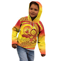 Vanuatu 46 Yia Indipendens Anivesari Kid Hoodie Tamtam Drum With Boar Tusk LT05 - Polynesian Pride