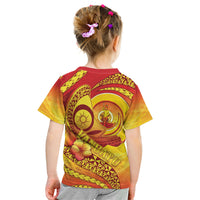 Vanuatu 46 Yia Indipendens Anivesari Kid T Shirt Tamtam Drum With Boar Tusk LT05 - Polynesian Pride
