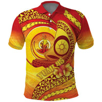 Vanuatu 46 Yia Indipendens Anivesari Polo Shirt Tamtam Drum With Boar Tusk LT05 Yellow - Polynesian Pride