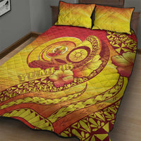 Vanuatu 46 Yia Indipendens Anivesari Quilt Bed Set Tamtam Drum With Boar Tusk LT05 - Polynesian Pride