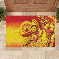 Vanuatu 45 Yia Indipendens Anivesari Rubber Doormat Tamtam Drum With Boar Tusk LT05 Yellow - Polynesian Pride