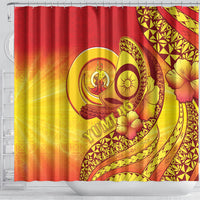 Vanuatu 46 Yia Indipendens Anivesari Shower Curtain Tamtam Drum With Boar Tusk LT05 - Polynesian Pride