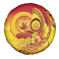 Vanuatu 46 Yia Indipendens Anivesari Spare Tire Cover Tamtam Drum With Boar Tusk LT05 - Polynesian Pride