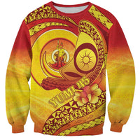 Vanuatu 45 Yia Indipendens Anivesari Sweatshirt Tamtam Drum With Boar Tusk LT05 Unisex Yellow - Polynesian Pride