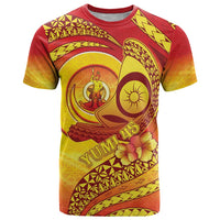 Vanuatu 46 Yia Indipendens Anivesari T Shirt Tamtam Drum With Boar Tusk LT05 Yellow - Polynesian Pride