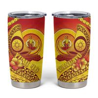 Vanuatu 46 Yia Indipendens Anivesari Tumbler Cup Tamtam Drum With Boar Tusk LT05 Yellow - Polynesian Pride