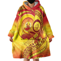 Vanuatu 45 Yia Indipendens Anivesari Wearable Blanket Hoodie Tamtam Drum With Boar Tusk - Polynesian Pride