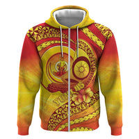 Vanuatu 46 Yia Indipendens Anivesari Zip Hoodie Tamtam Drum With Boar Tusk LT05 Zip Hoodie Yellow - Polynesian Pride