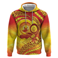 Vanuatu 46 Yia Indipendens Anivesari Zip Hoodie Tamtam Drum With Boar Tusk LT05 - Polynesian Pride