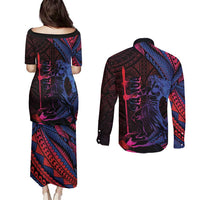 Samoan Pride Couples Matching Puletasi and Long Sleeve Button Shirt The Tui Manua LT05 - Polynesian Pride