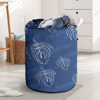Aloha Hawaii Acacia Koa Leaves Laundry Basket Navy Kakau Tribal Pattern LT05 Navy - Polynesian Pride