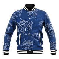 Aloha Hawaii Acacia Koa Leaves Baseball Jacket Navy Kakau Tribal Pattern LT05 Unisex Navy - Polynesian Pride