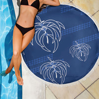 Aloha Hawaii Acacia Koa Leaves Beach Blanket Navy Kakau Tribal Pattern LT05 - Polynesian Pride