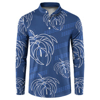 Aloha Hawaii Acacia Koa Leaves Button Sweatshirt Navy Kakau Tribal Pattern LT05 Navy - Polynesian Pride