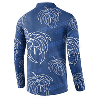Aloha Hawaii Acacia Koa Leaves Button Sweatshirt Navy Kakau Tribal Pattern LT05 - Polynesian Pride