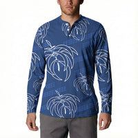 Aloha Hawaii Acacia Koa Leaves Button Sweatshirt Navy Kakau Tribal Pattern LT05 - Polynesian Pride