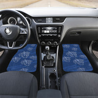 Aloha Hawaii Acacia Koa Leaves Car Mats Navy Kakau Tribal Pattern LT05 Set 2pcs - Front Navy - Polynesian Pride