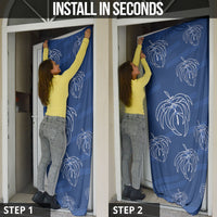 Aloha Hawaii Acacia Koa Leaves Door Cover Navy Kakau Tribal Pattern LT05 - Polynesian Pride