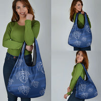 Aloha Hawaii Acacia Koa Leaves Grocery Bag Navy Kakau Tribal Pattern LT05 - Polynesian Pride