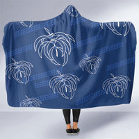 Aloha Hawaii Acacia Koa Leaves Hooded Blanket Navy Kakau Tribal Pattern LT05 One Size Navy - Polynesian Pride
