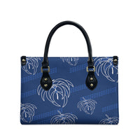 Aloha Hawaii Acacia Koa Leaves Leather Bag Navy Kakau Tribal Pattern LT05 - Polynesian Pride