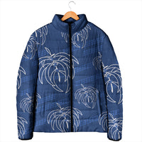 Aloha Hawaii Acacia Koa Leaves Padded Jacket Navy Kakau Tribal Pattern LT05 - Polynesian Pride