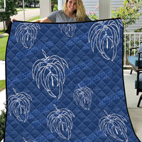 Aloha Hawaii Acacia Koa Leaves Quilt Navy Kakau Tribal Pattern LT05 Navy - Polynesian Pride