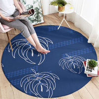 Aloha Hawaii Acacia Koa Leaves Round Carpet Navy Kakau Tribal Pattern LT05 - Polynesian Pride