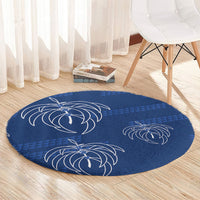 Aloha Hawaii Acacia Koa Leaves Round Carpet Navy Kakau Tribal Pattern LT05 - Polynesian Pride