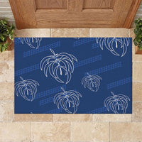 Aloha Hawaii Acacia Koa Leaves Rubber Doormat Navy Kakau Tribal Pattern LT05 Navy - Polynesian Pride