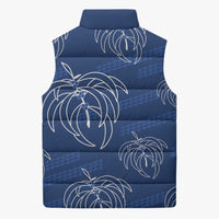 Aloha Hawaii Acacia Koa Leaves Sleeveless Puffer Jacket Navy Kakau Tribal Pattern LT05 - Polynesian Pride